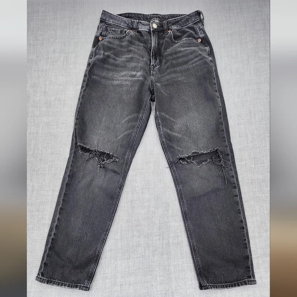 American Eagle Black & Grey Distressed Style Straight Leg Denim Jeans. 6 Short. - Picture 1 of 10